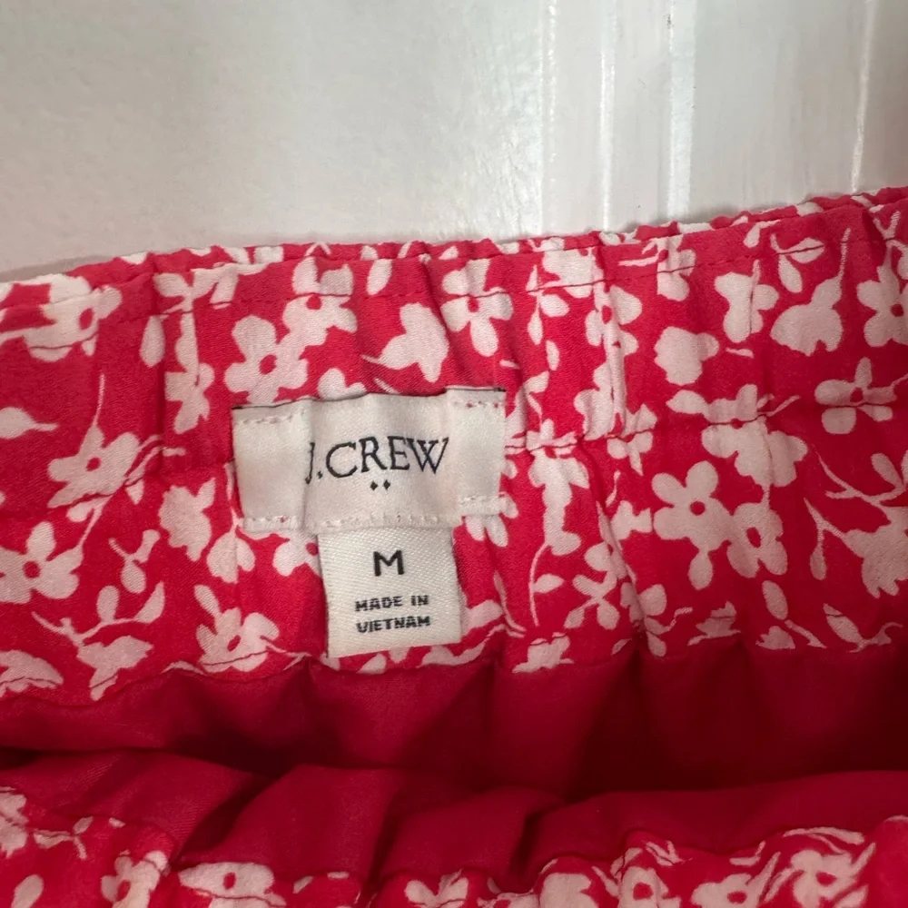 J. Crew Red Maxi Skirt with White Floral Print